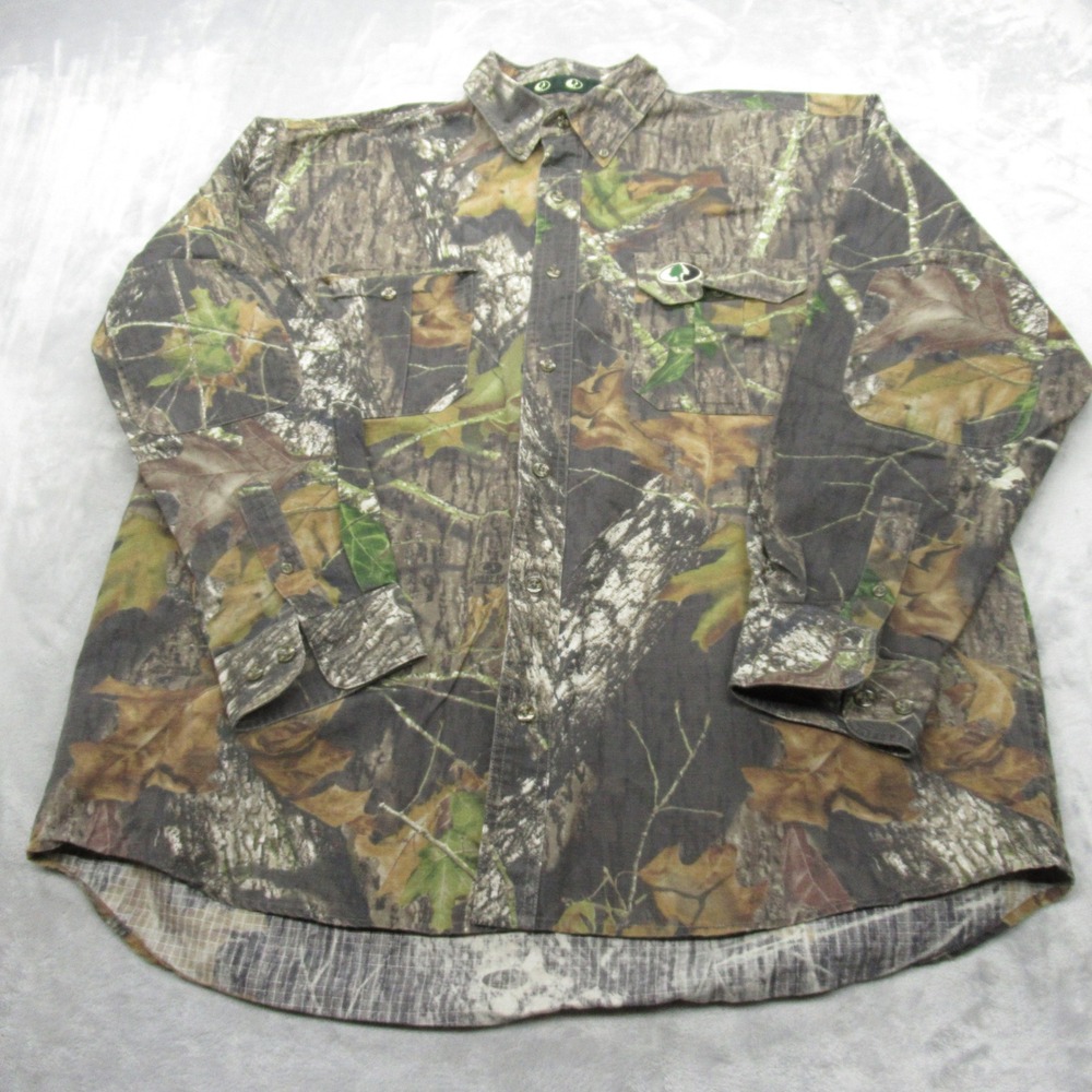Mossy Oak Ripstop Shirt‎ Mens XL Camo Break Up Button Long Sleeve Hunting Rugged